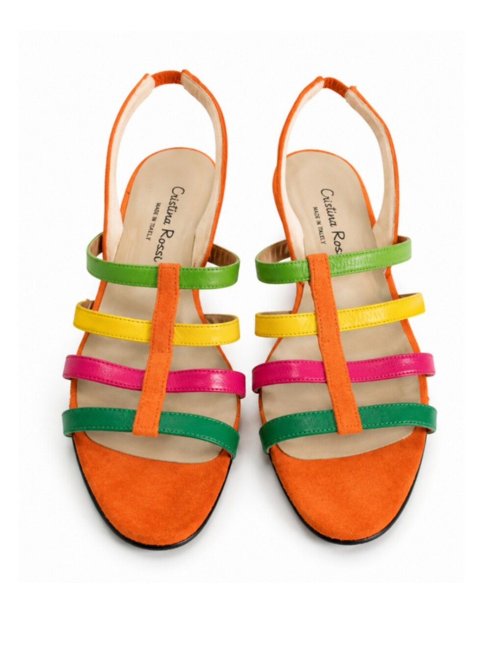 Vintage Cristina Rossi Colorblock Strappy Sandals Made in Italy Size 7.5 Kidcore